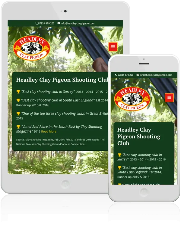 Headley Clay Pigeon Shooting Responsive Web Design