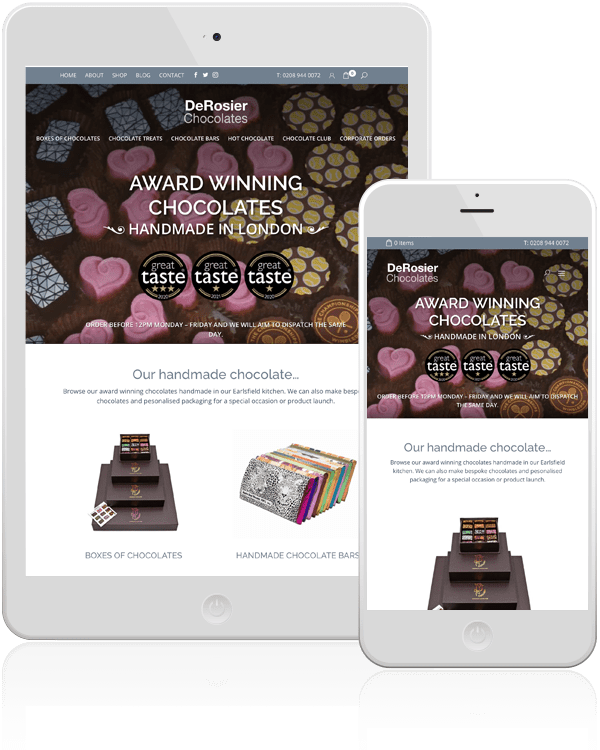 chocolate shop website design