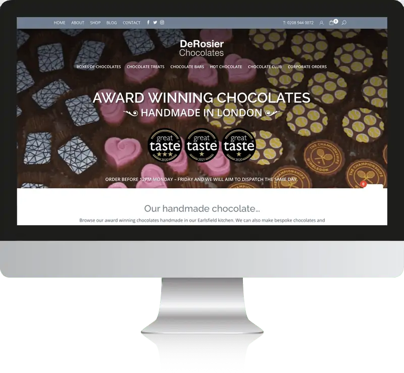 chocolate shop website design Dorking