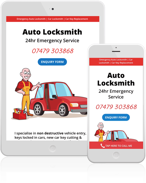 emergency auto locksmith website tablet & mobile