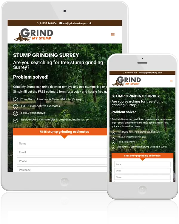 Grind My Stump, Surrey Stump Grinding Mobile Responsive Website Design
